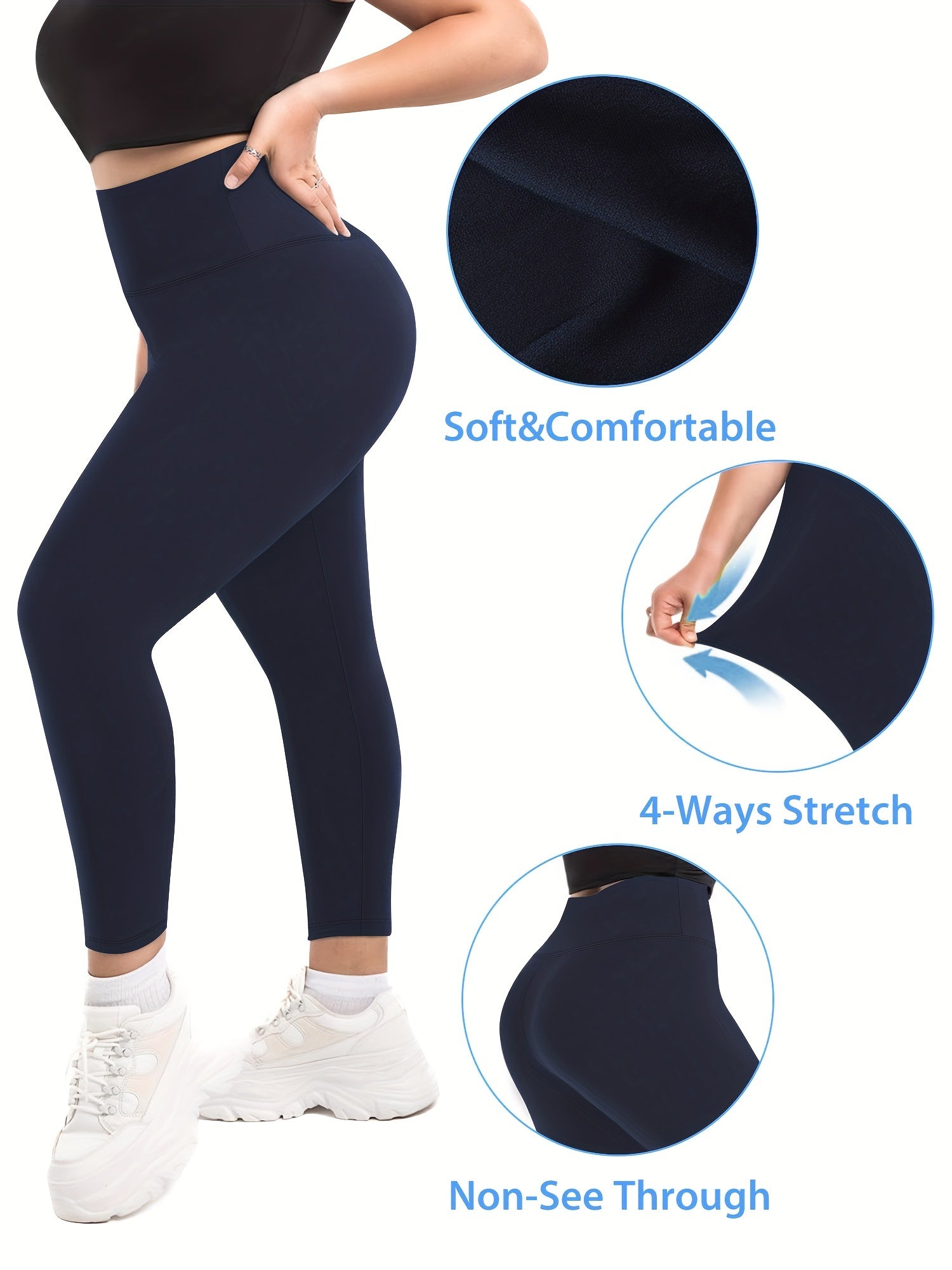 Women High Waist Tights Thick Weave 9 Points Large Size