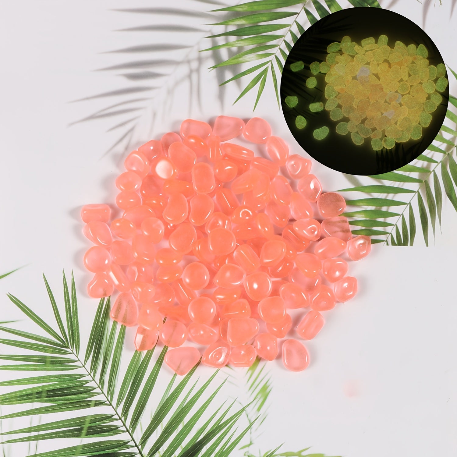 Glow in the Dark Plastic Garden Pebbles for Yard Walkways Aquarium Decor 0.76cm-0.99cm