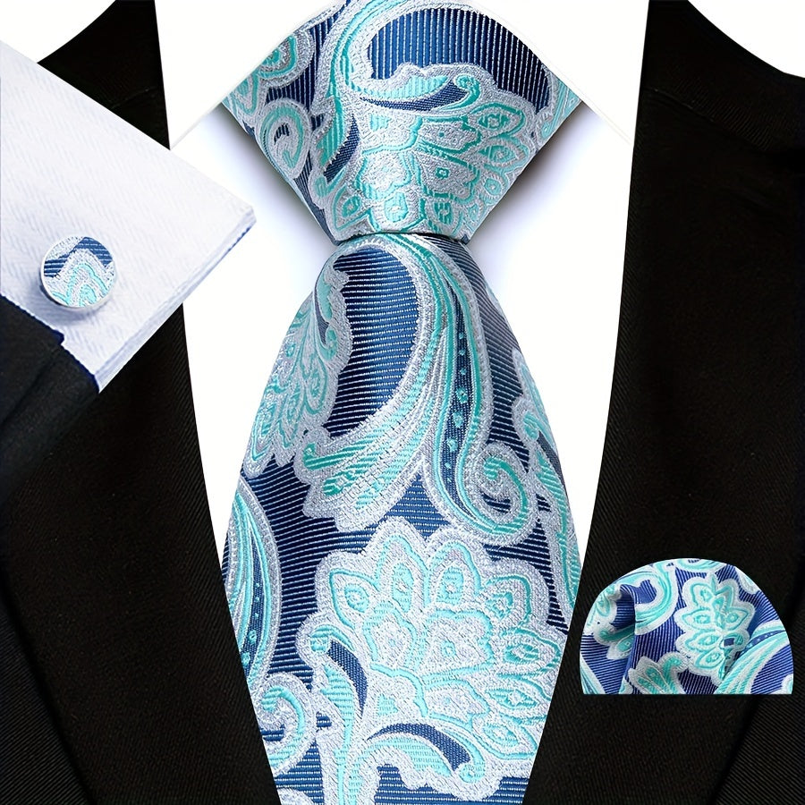 Мужской подарочный набор с галстуком с пейсли, карманным платком и пуговицами на рукавах
