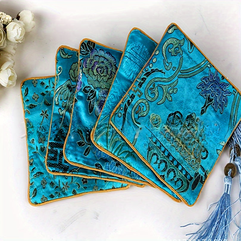 Набор сумок для украшений в стиле китайского шика с вышитым шёлковым бархатом и кисточками