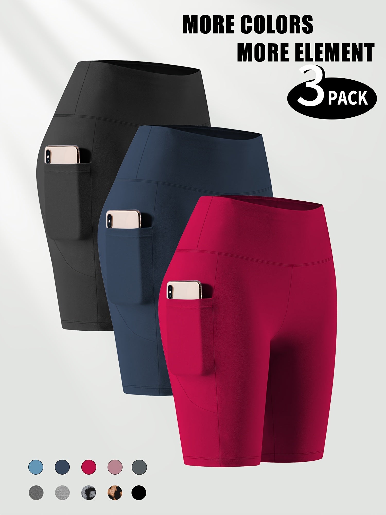 Plus Size Women High Waist Bermuda Shorts with Pockets Satin Knit