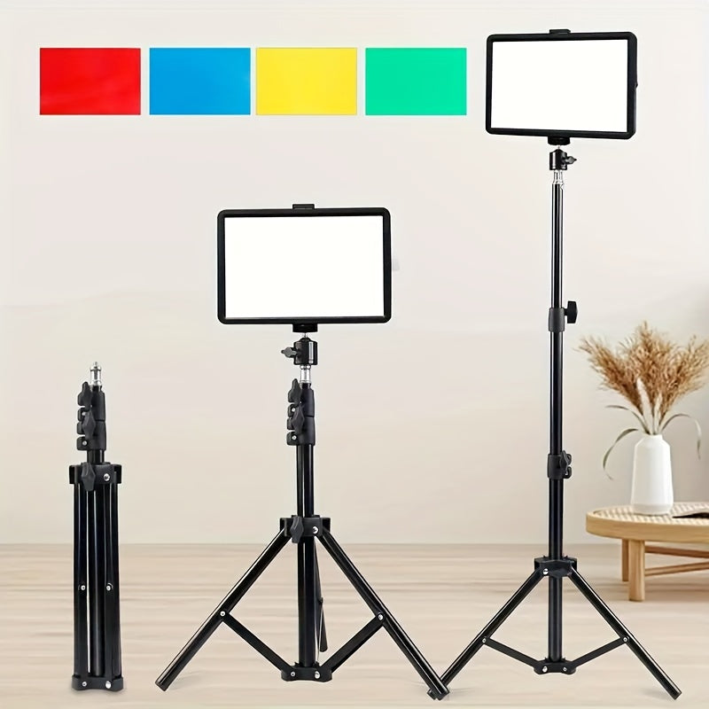 Dimmable LED Photo Fill Light with 4 Color Filters 50-Inch Adjustable Stand USB Powered for Photography Video Streaming
