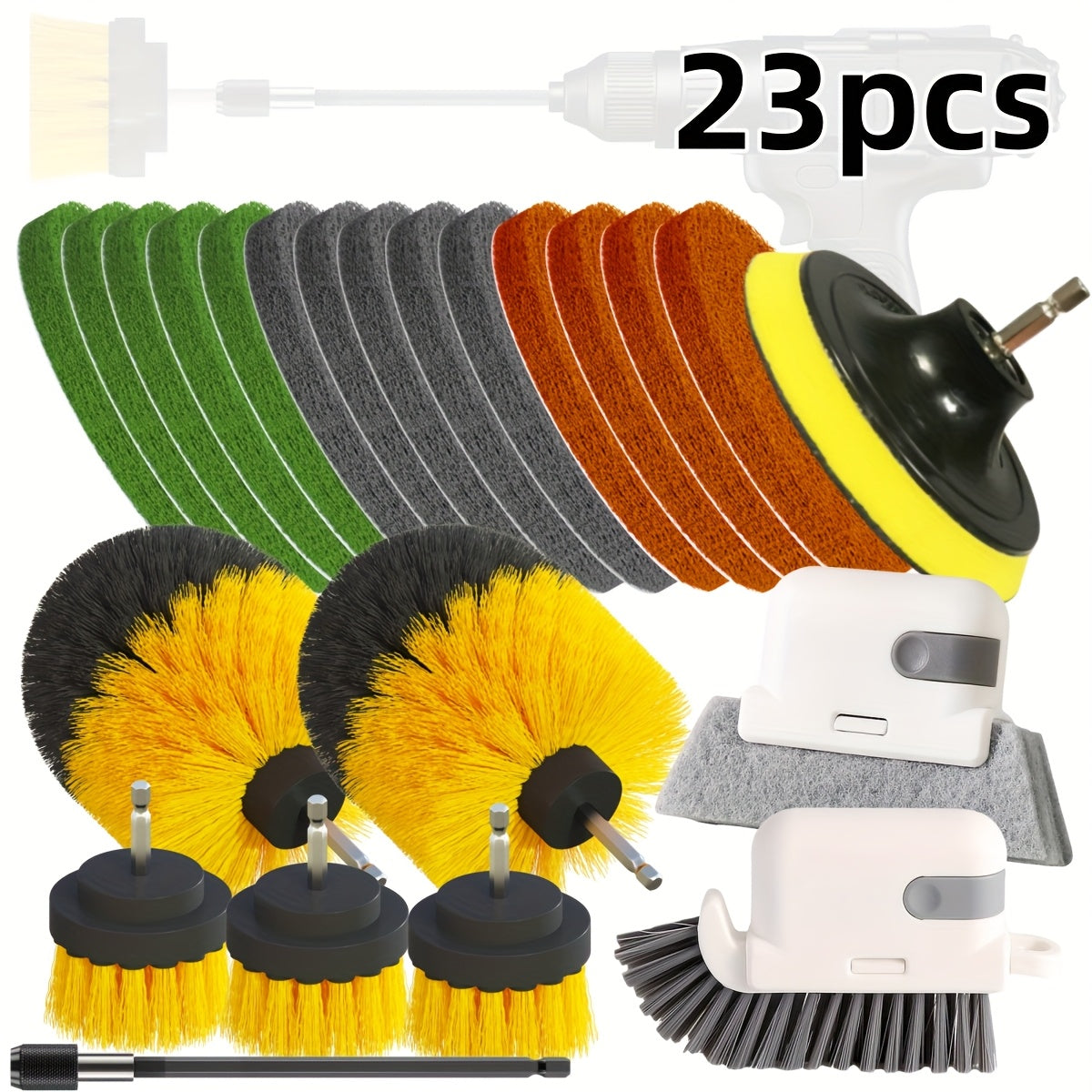 23-Piece Cleaning Brush Set for Floors, Bathrooms, Kitchen, Car Wheels