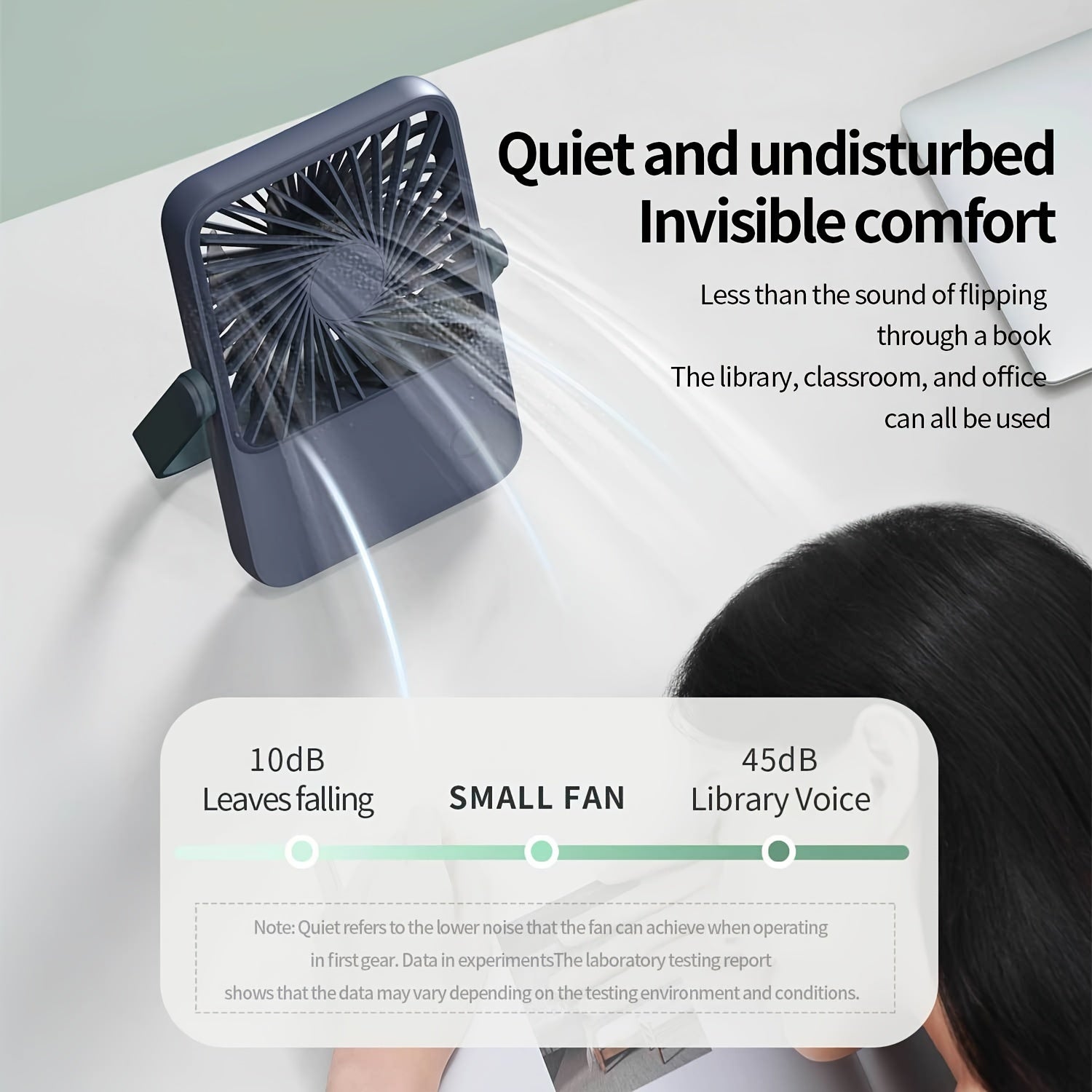 Battery-Powered Small Desk Fan with 360° Adjustable Angle, 3 Speed Settings