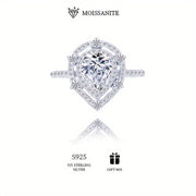 Anillo hipoalergénico de plata de ley con diseño de corazón de moissanita pera de 2ct para mujeres compromiso boda