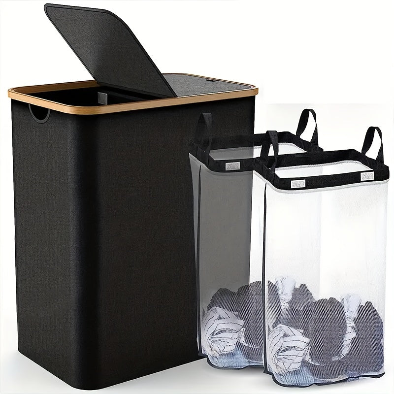 Large Laundry Hamper with Lid and Detachable Bags for Clothes Storage in Laundry Rooms and Dorms