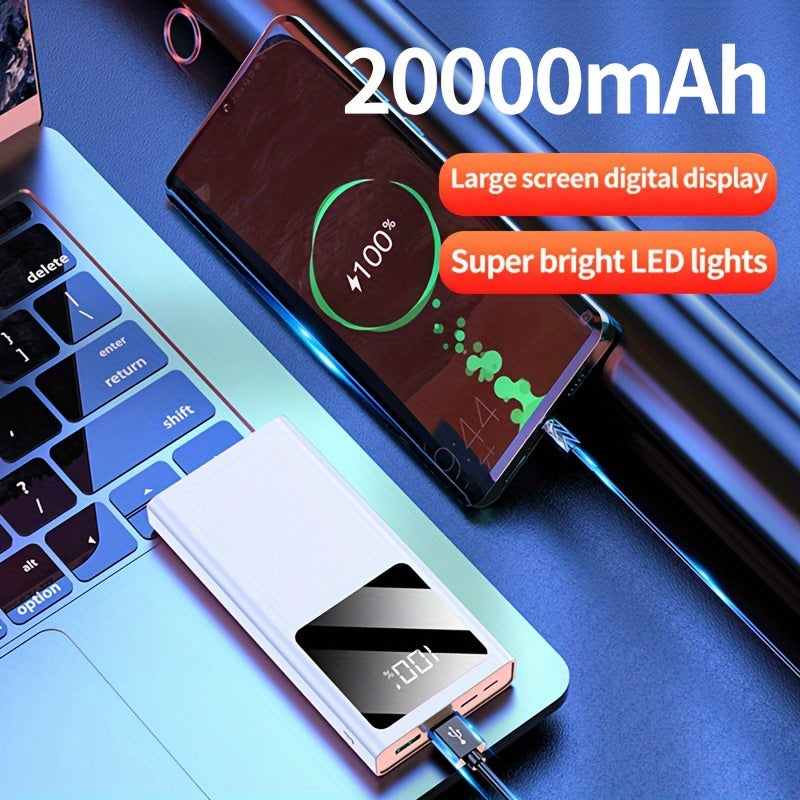 20000mAh portativ quvvat banki, 22.5W PD tez zaryadlash USB Type-C LED chiroq, ikki quvvat rejimi