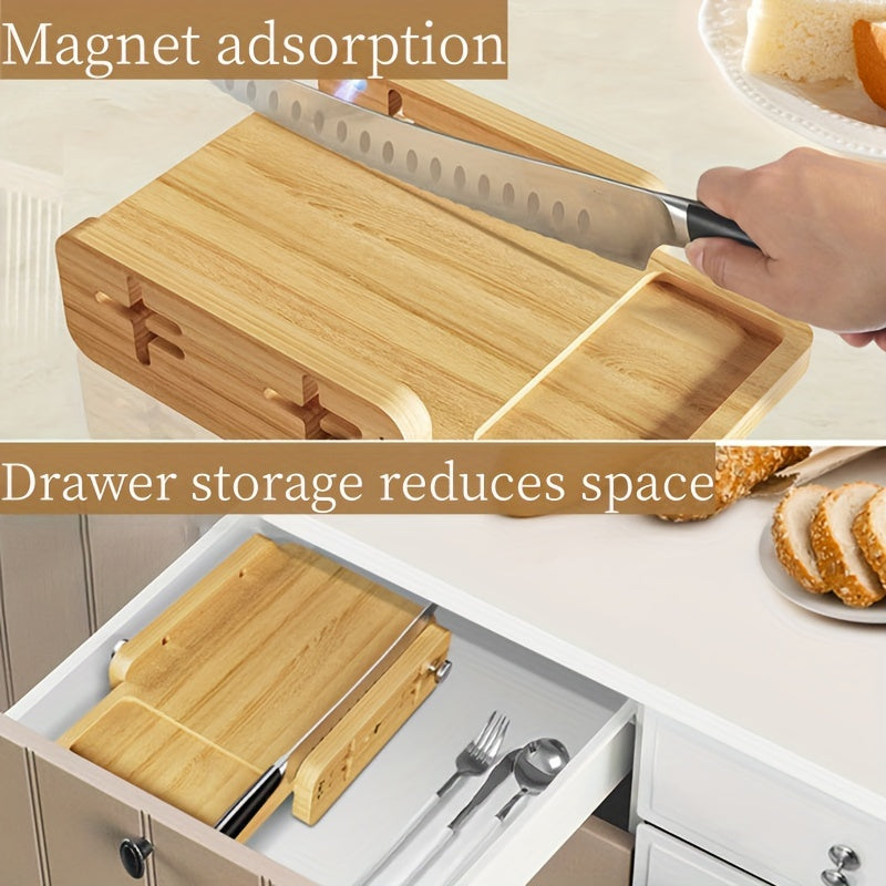 Wooden Bread Slicer with Storage Tray Kitchen Baking Tool