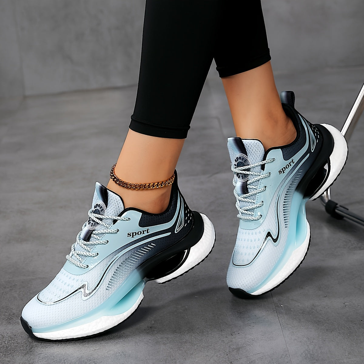 Women's Mesh Athletic Sneakers Lightweight Running Shoes Black White Blue