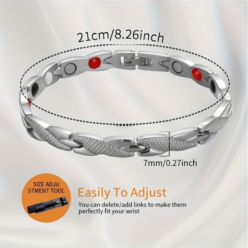 Women's Titanium Magnetic Bracelet Adjustable Length with Sizing Tool