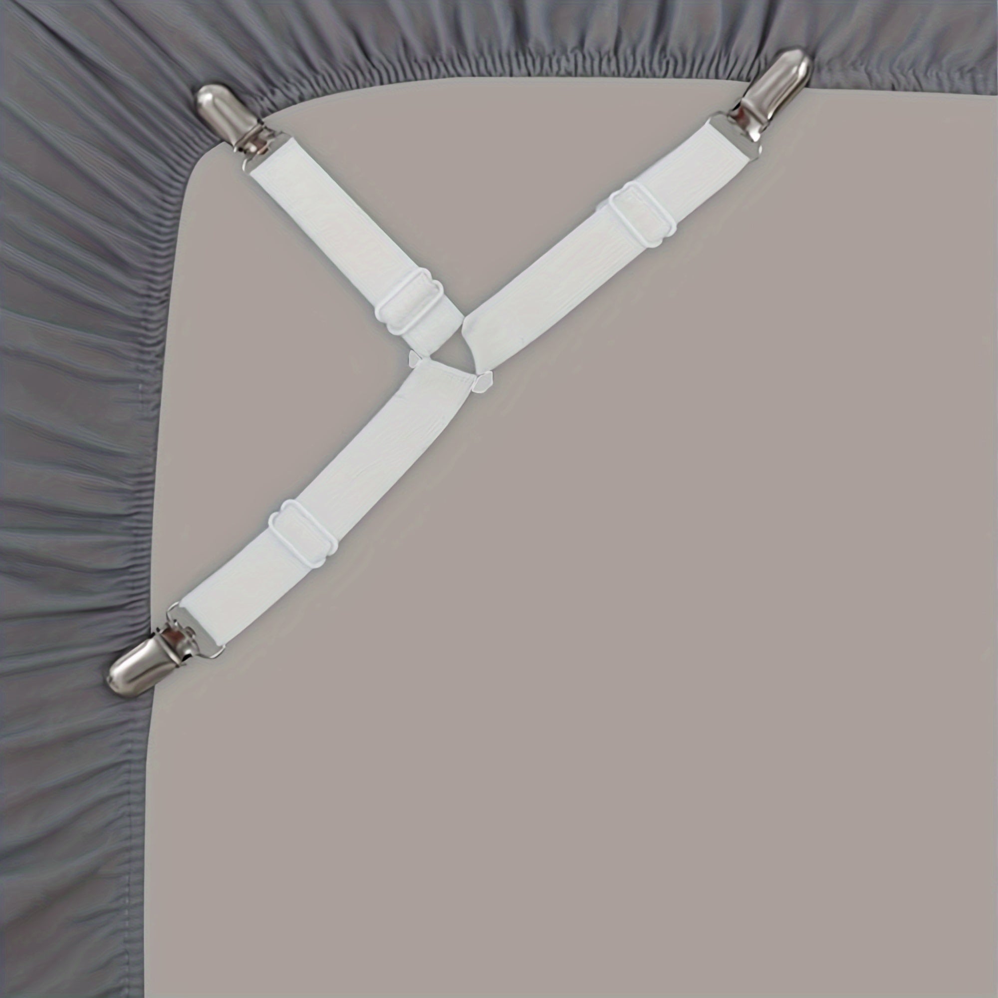 Set of 4 White Adjustable Bed Sheet Fasteners Non-slip Clamps for Sheets Quilts Curtains