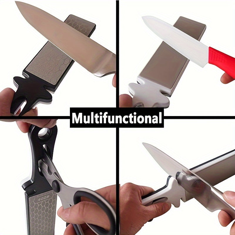 5-in-1 Diamond Knife and Scissor Sharpener with Ceramic Rod and Honeycomb Surface