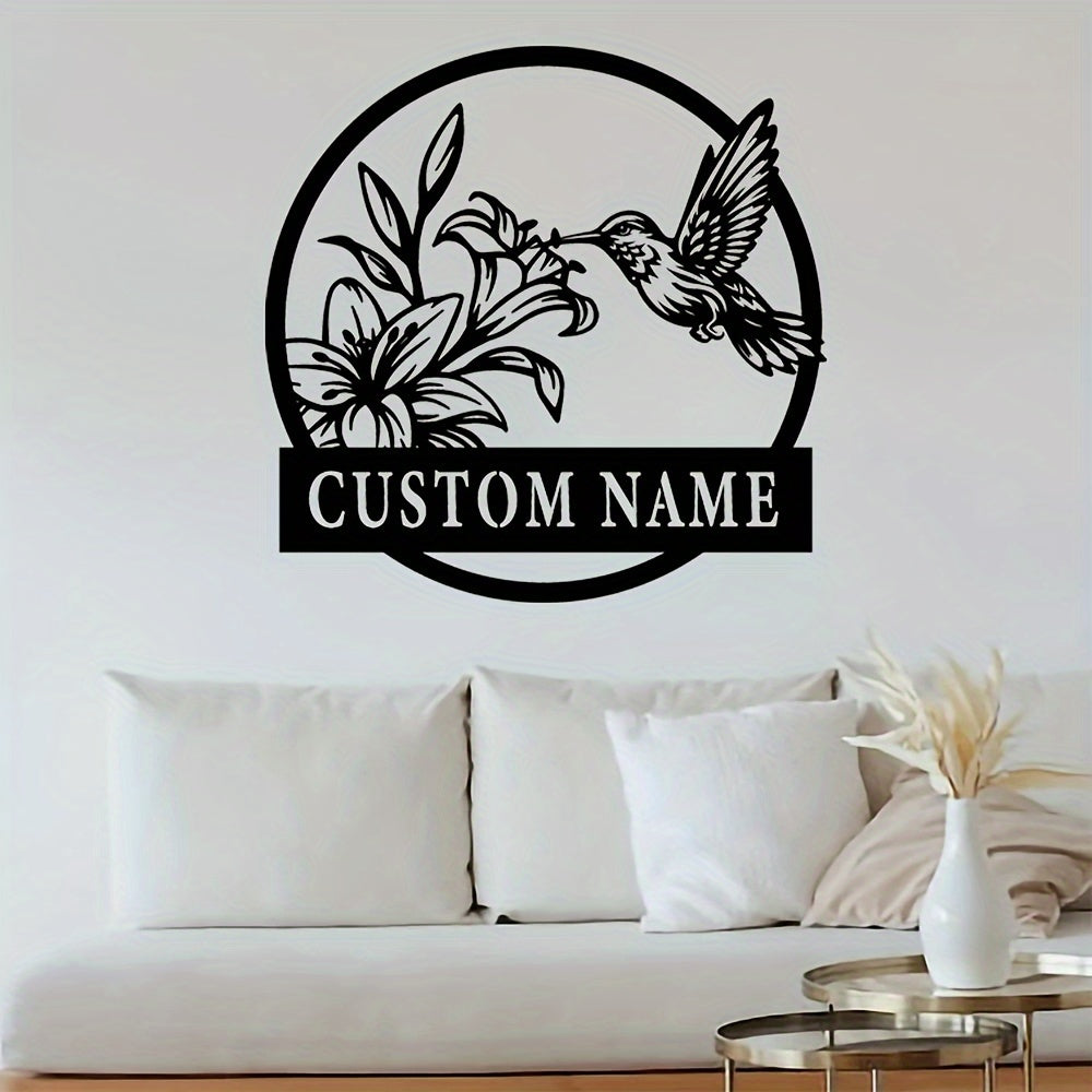 Personalized Hummingbird Metal Wall Sign Custom Name Indoor Outdoor Decor