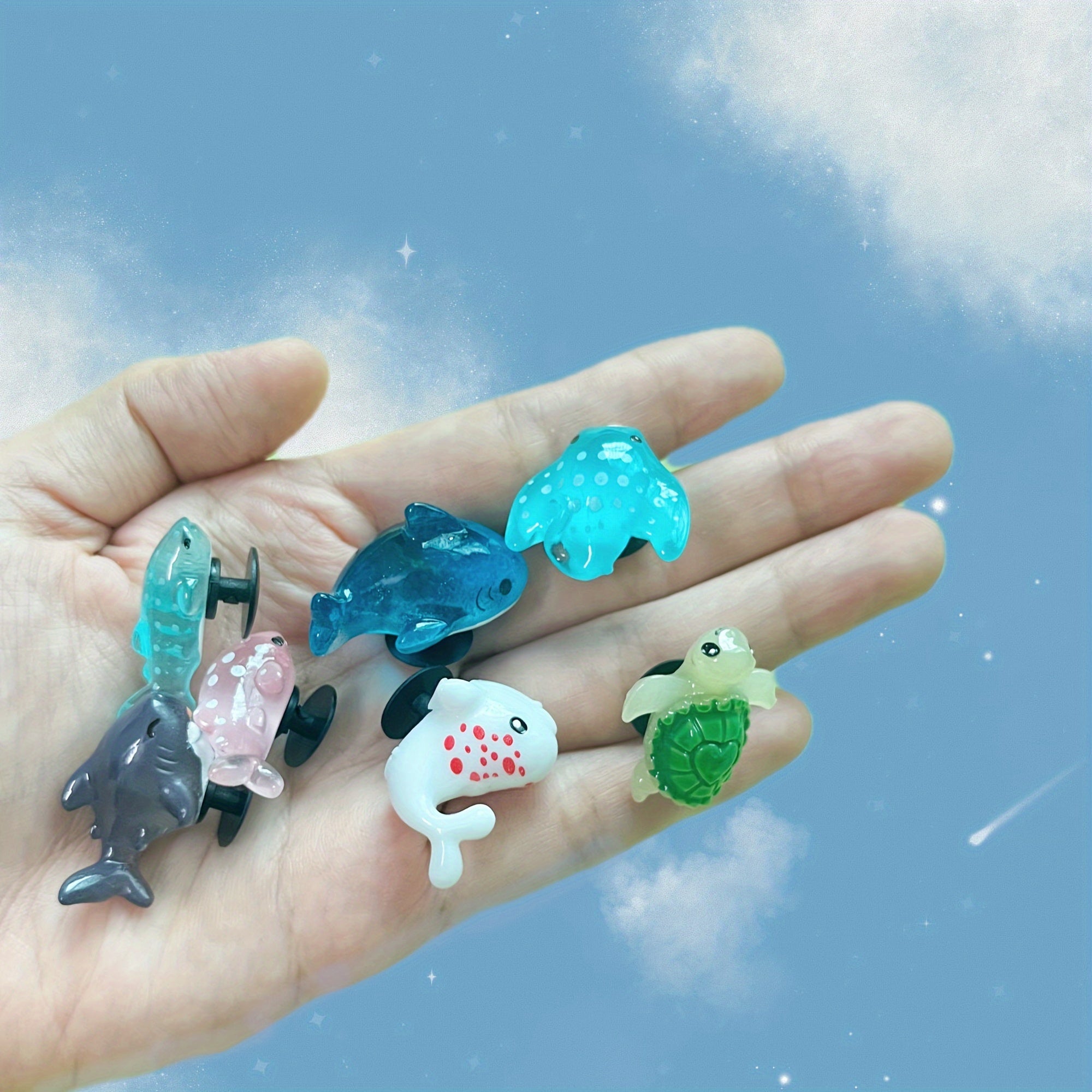 Kids Cute Marine Animal Shoe Charms Set with Colorful Fish Shark Rabbit Designs
