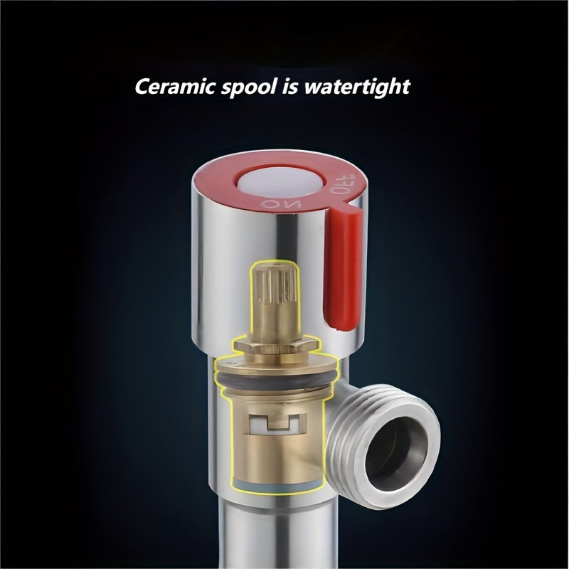 Stainless Steel Triangle Valve Set 2 Pieces Adjustable Water Flow for Toilet and Water Heater