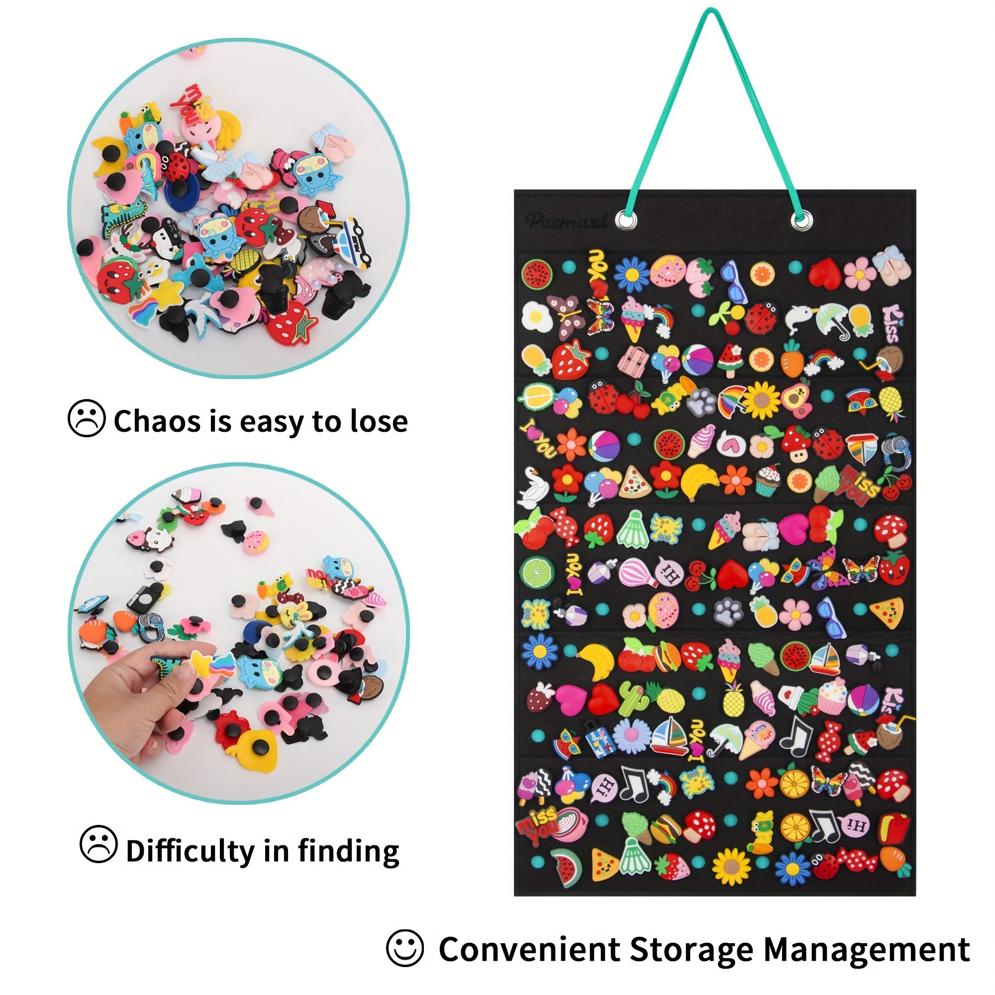 Hanging Shoe Charms Organizer Wall Mount with 180 Holes for Shoe Decorations