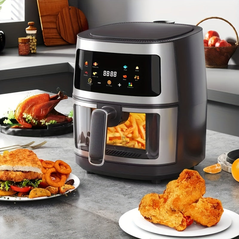 6L Air Fryer with Clear Window Black 6-in-1 Crispy Skin Roasting Dehydrating