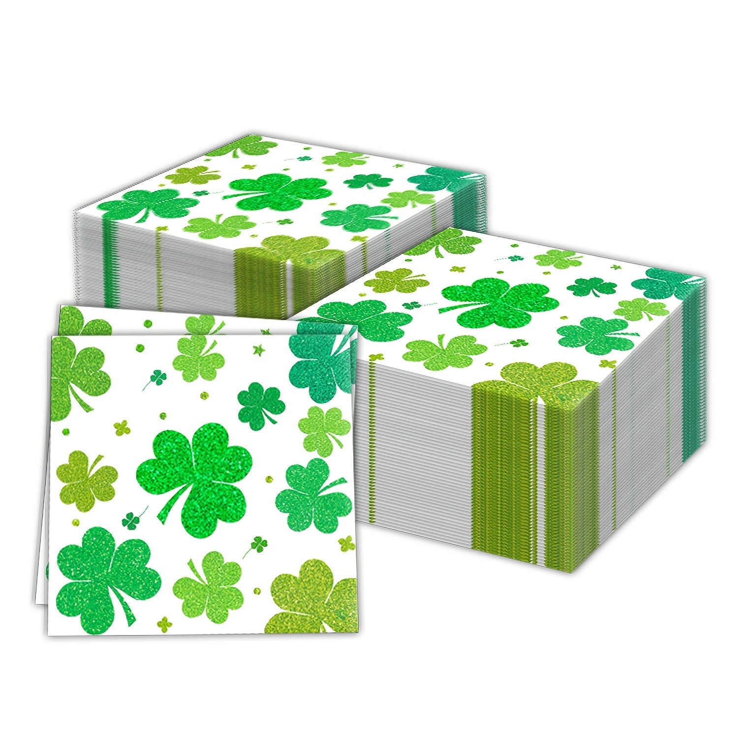 24-Count St. Patrick's Day Glitter Shamrock Paper Napkins 3-Ply Multifold