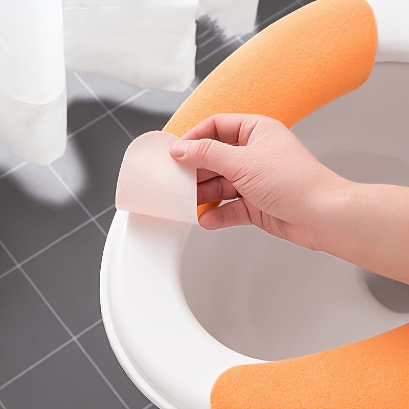 Universal Washable Toilet Seat Cover with Adhesive Non-Slip Mat