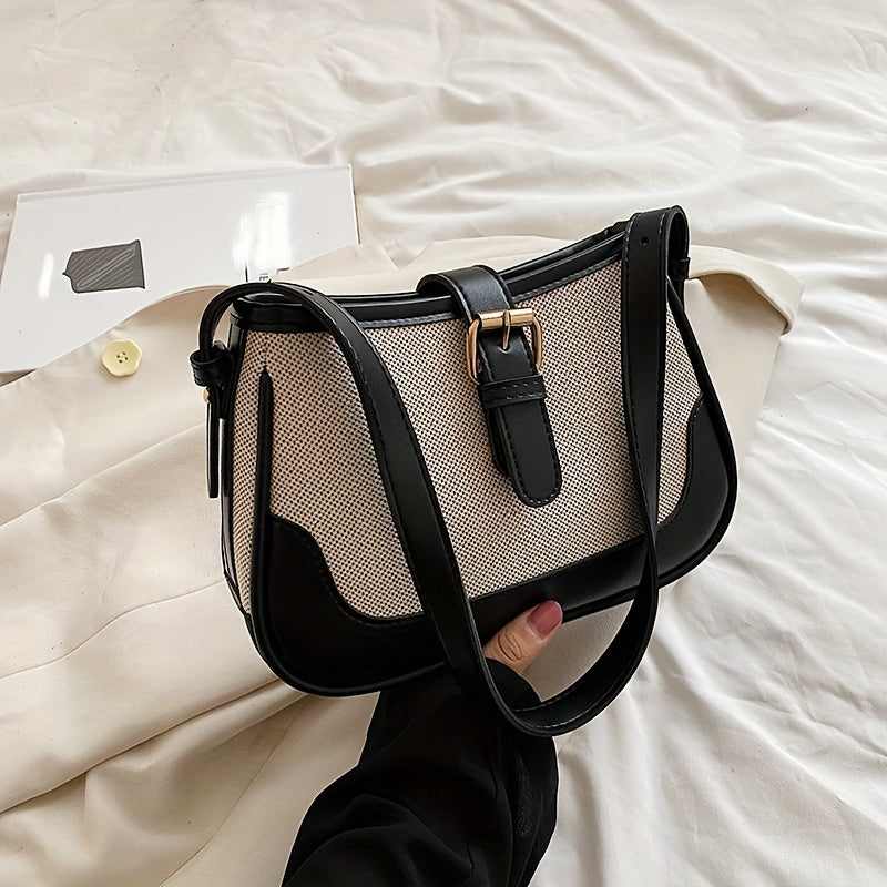 Женская сумка через плечо из синтетической кожи с регулируемым ремнем и застежкой на молнии. Универсальная сумка для покупок и отдыха. Элегантный аксессуар с аккуратной строчкой.