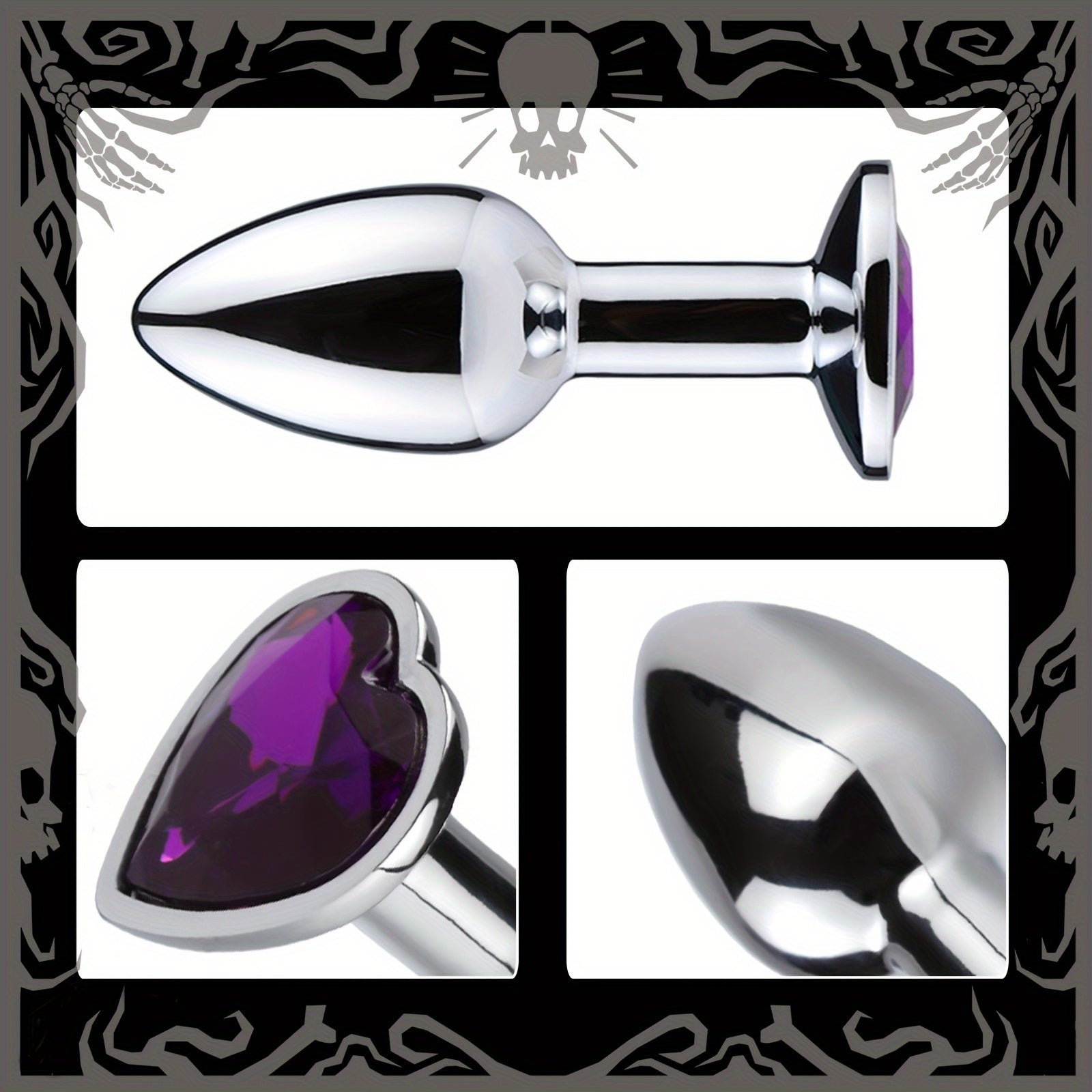 Adult Female Male Couple Stainless Steel Anal Plug with Rose Gem Beads