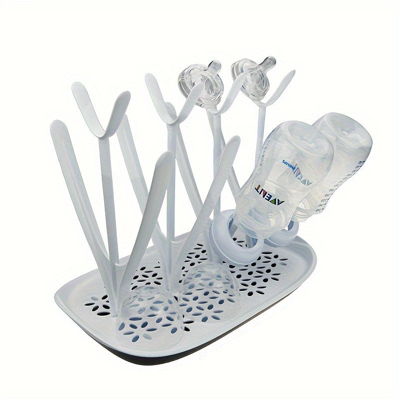 Compact Bottle Drying Rack for 8 Bottles with Removable Drip Tray and Dishwasher Safe