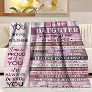 All-Season Flannel Throw Blanket with Lodge Style Design and Inspirational Message for Daughters
