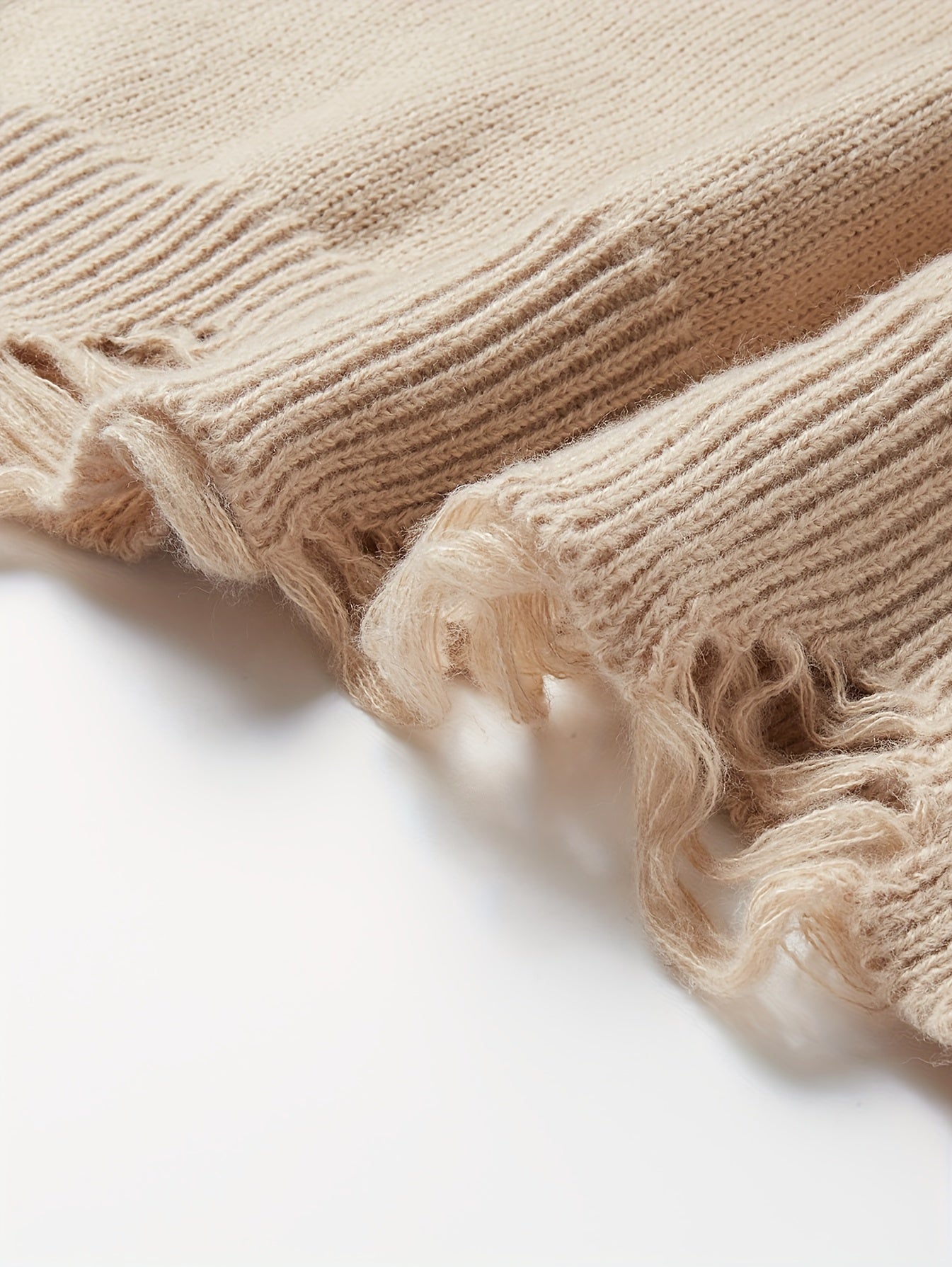 Men's Knit Sweater Long Sleeve Crew Neck Casual Fall Winter Solid Polyester Distressed