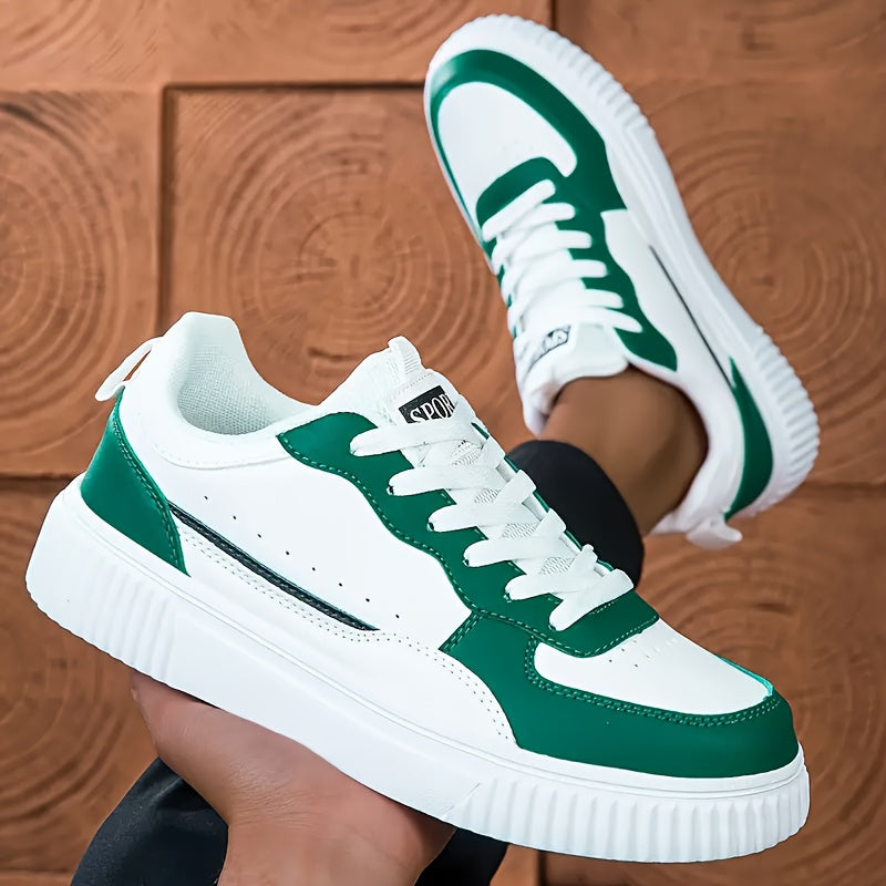 Zapatos de skate casual antideslizantes para hombre, color negro y blanco, suela de EVA, botín bajo, con cordones