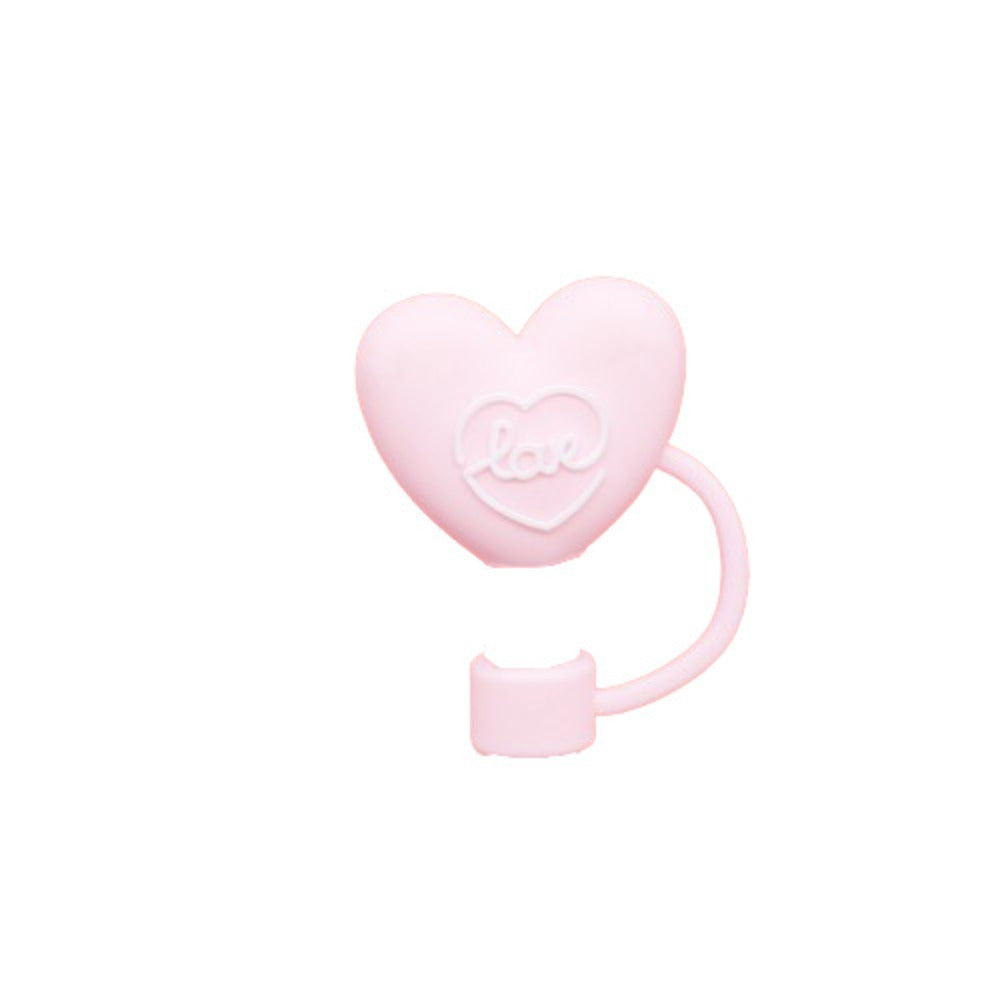 Heart-Shaped Silicone Straw Stopper for Cups with Dust-Proof Spill-Resistant Cover