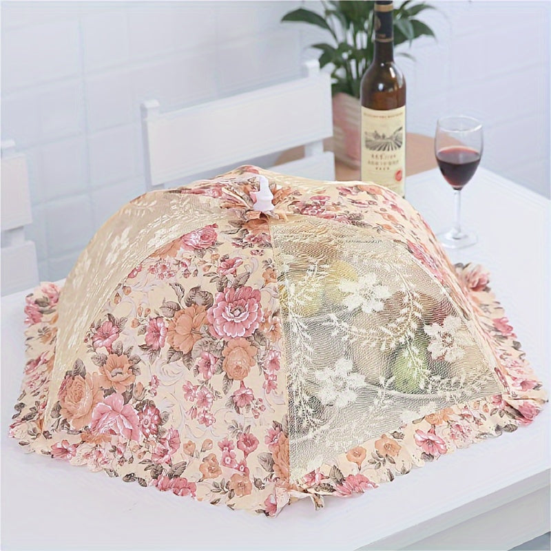 Foldable Floral Food Cover with Large Capacity, Rectangular and Round Mesh Dust Fly Protection