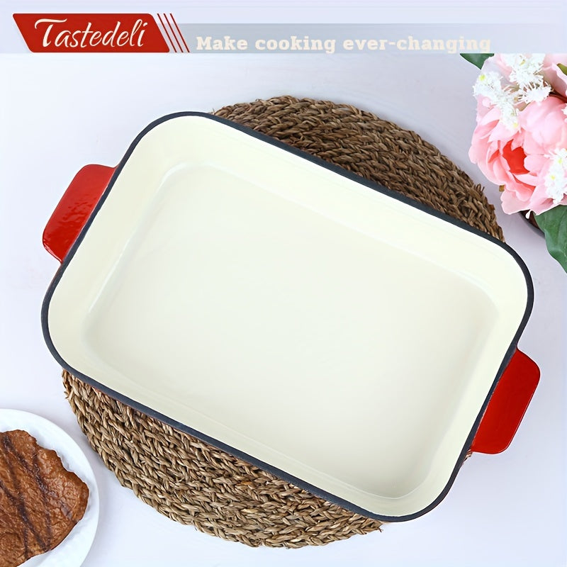 Enameled Cast Iron Lasagna Pan 33x23cm for Baking Roasting Serving