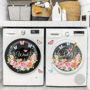 Set of 2 Flower Wash Dry Laundry Room Glass Window Stickers 30x30cm