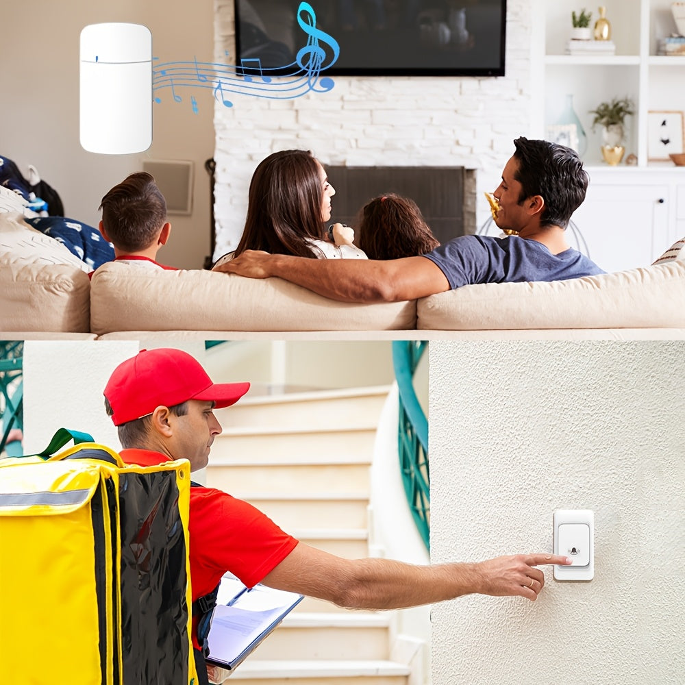 Wireless Doorbell System 304.8m Range Battery Powered 38 Chimes Wall Mount