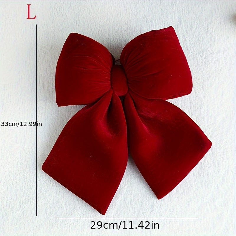 Red Velvet Bow Ornament for Holiday Decoration Christmas Thanksgiving New Year Valentine