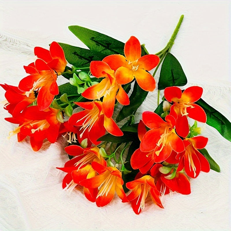 Ramo de lirios artificiales con 18 cabezas, azul y blanco, decoración para bodas, hogar y accesorios para fotografía