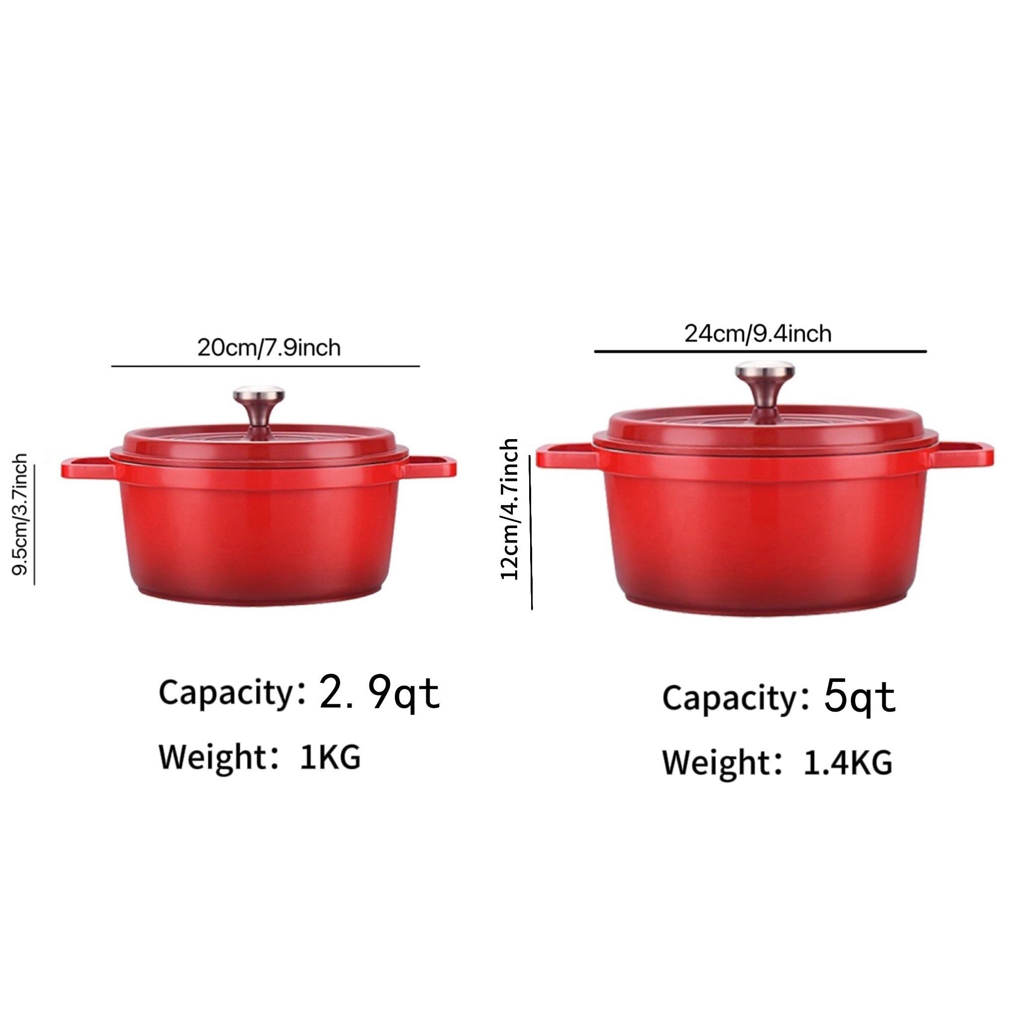 Enamel Dutch Oven 5 Qt Non-Stick Aluminum Casserole Stew Pot Kitchen Cookware
