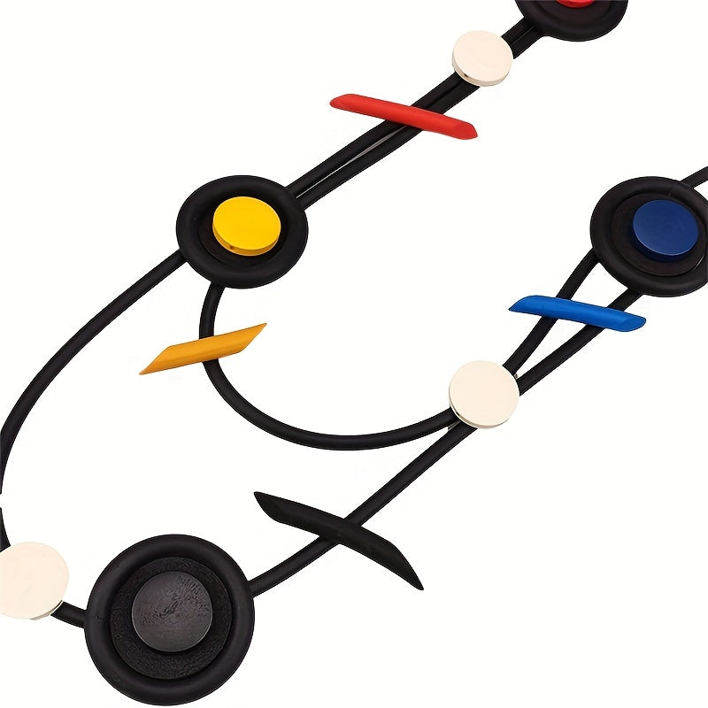 Colorful Double Layer Necklace with Gothic Rubber Design for Women Bohemian Style Jewelry