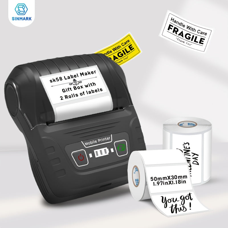 Mini Thermal Label Maker Portable Smartphone-Compatible USB Rechargeable Monochrome Printer for Labels