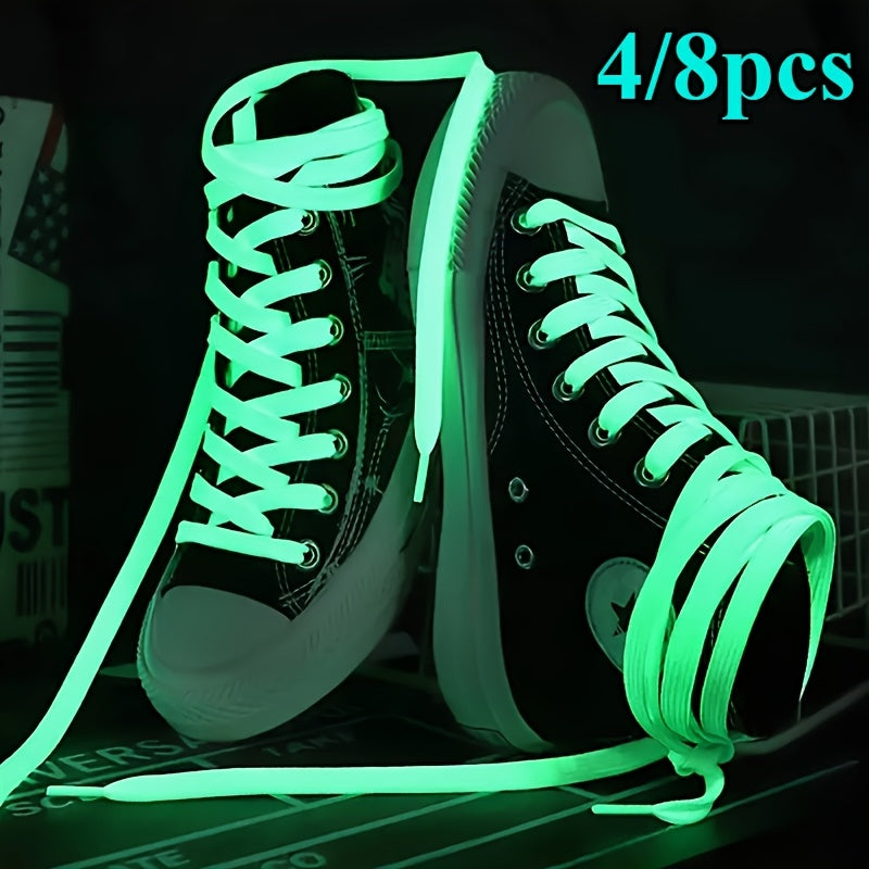 Unisex Fluorescent Luminous Shoelaces for Sports and Basketball Shoes, Bright Colors, Thickened 4/8 Pcs