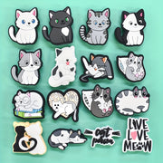 16pcs Cat Shoe Charms Set Colorful Cartoon Cat Poses for Clogs Sandals