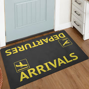 Black Door Mat with Airplane Design Non-Slip Absorbent Indoor Rug