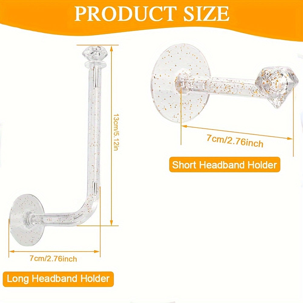 Clear Glitter Hair Accessories Organizer for Women and Girls Wall Hooks Scrunchy and Headband Holder