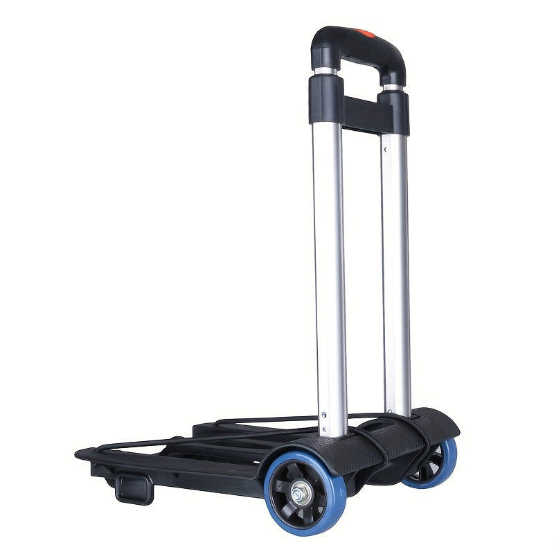 Ultra-Lightweight Portable Trolley Black Folding Aluminum Handle Durable Plastic Metal Four Wheels