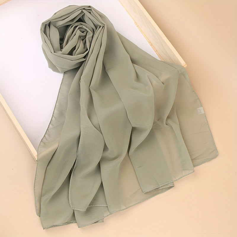 Ayollar uchun marvaridli hashamatli toʻliq rangli chiffon hijab turban sharf