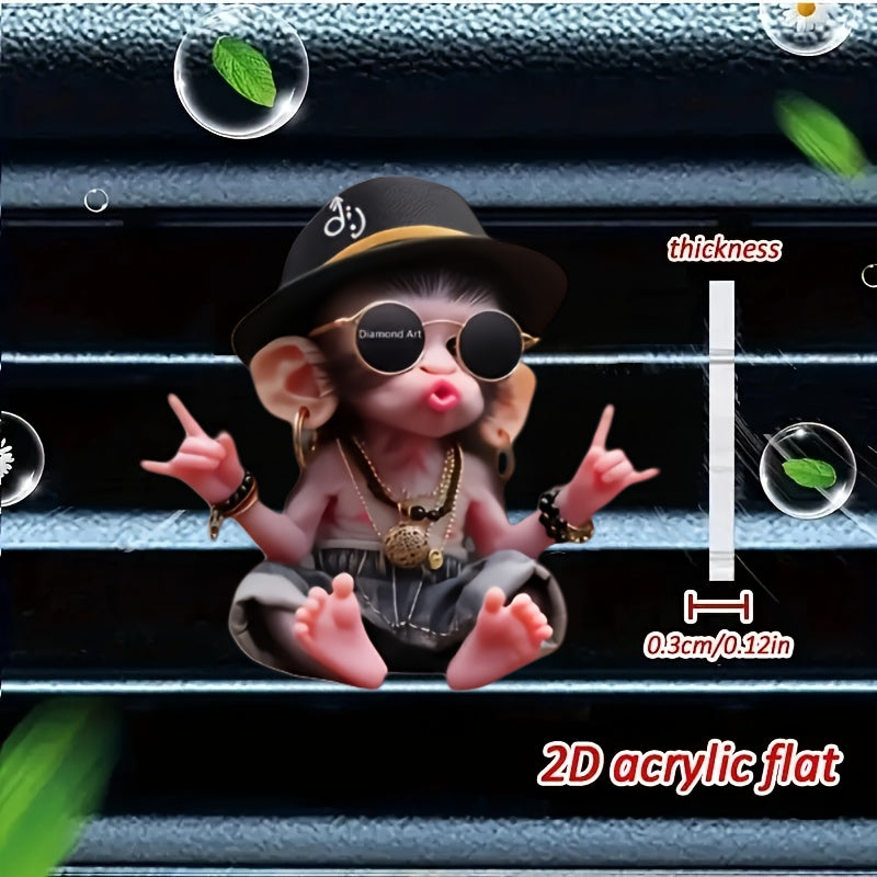 Cute Hip-Hop Monkey Car Vent Clip Freshener with Fragrance Pads
