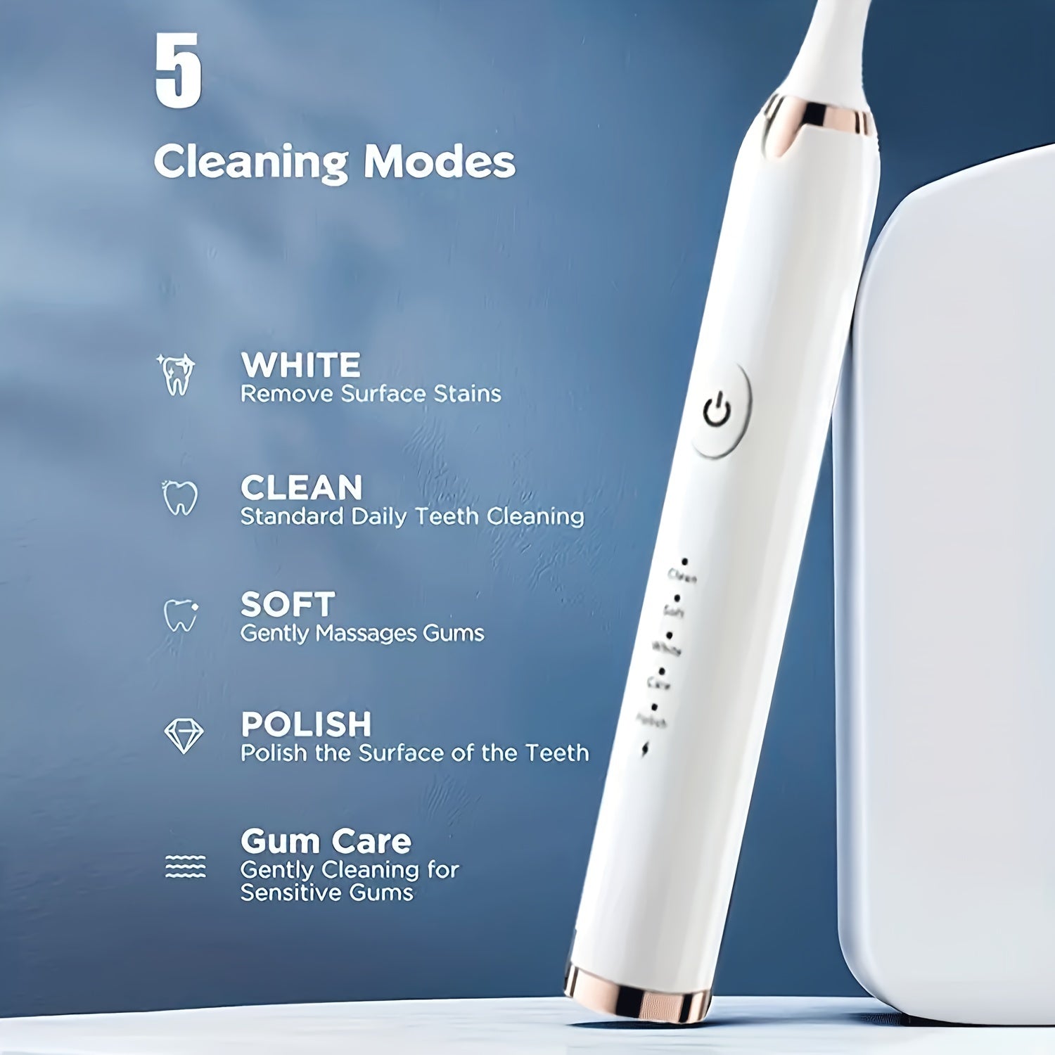 Rechargeable Electric Toothbrush with 3 Brush Heads for Adults