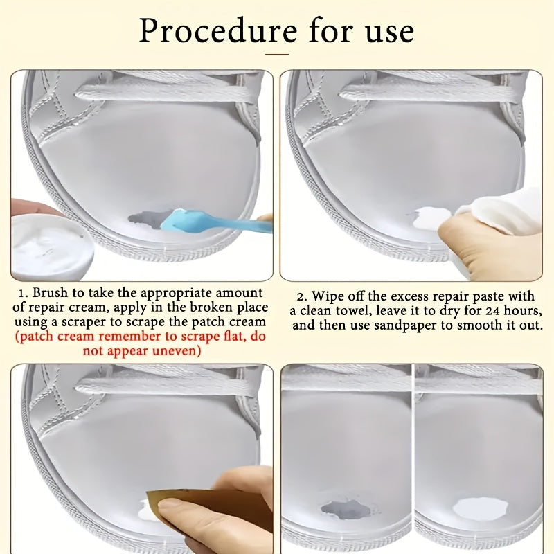 White Faux and Vinyl Shoe Repair Kit - Color Fixing Cream for Scratches