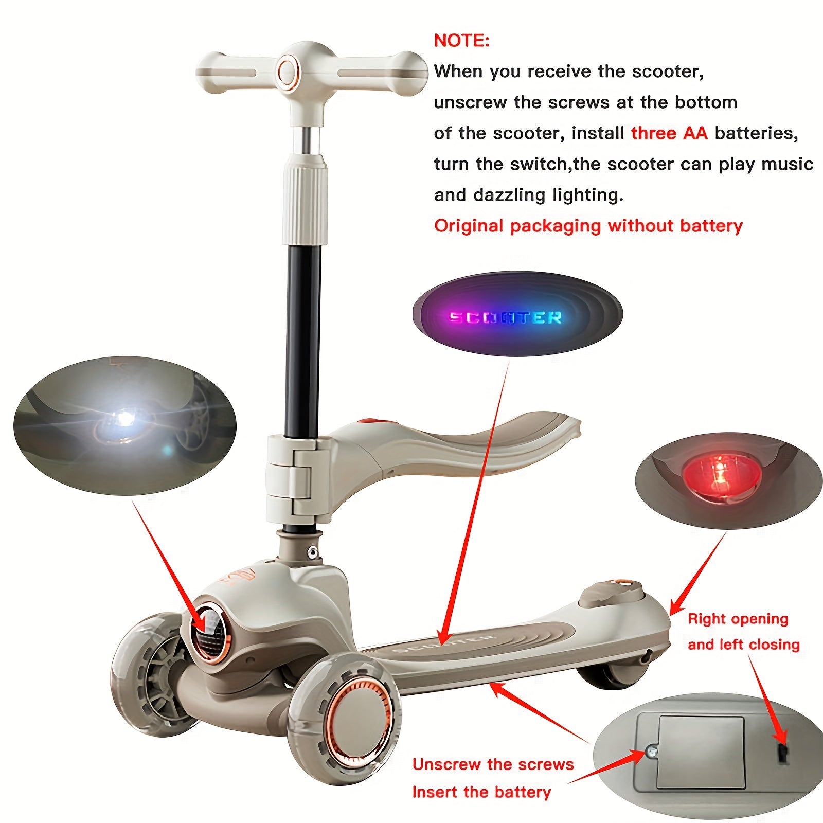 Kids' 2-in-1 Scooter and Bike for Ages 3-8 with LED Wheels Music and Foldable Design