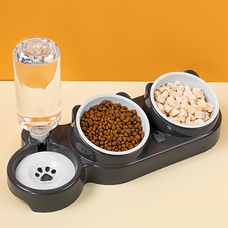 Dual-Bowl Automatic Pet Feeder and Water Dispenser for Cats and Small Dogs